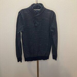 Gap Cozy Shawl Collar Sweater Navy Blue & White Size Medium